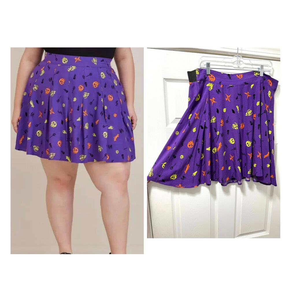 Torrid 1 (1X 14/16) Disney Villains Challis Skater Mini‎ Skirt Poison Apple Goth